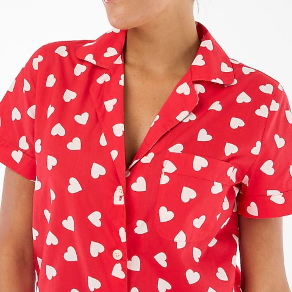 J.Crew Valentines Heart short sleeve cotton pajama top. NEW